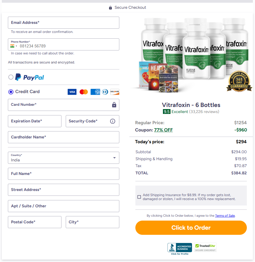 Vitrafoxin order page